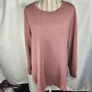 New York Laundry NWOT Mauve Ribbed Long Sleeve Button Accent Top Size XLarge